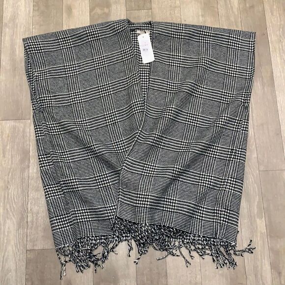 Womens Nwt‎ LOFT Herringbone Reversible Frayed Open Cardigan Poncho Sweater - Picture 1 of 6